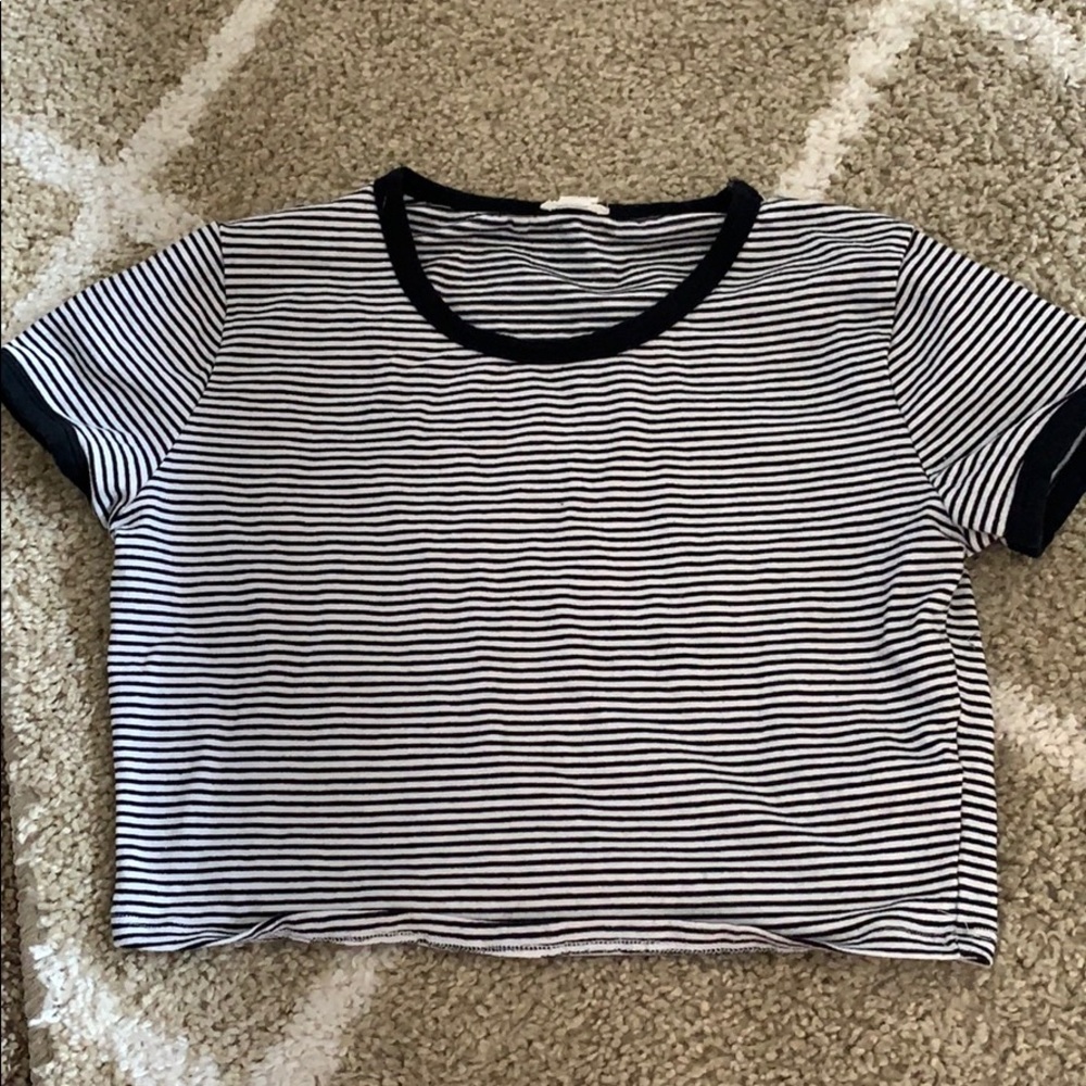 black and white striped crop top